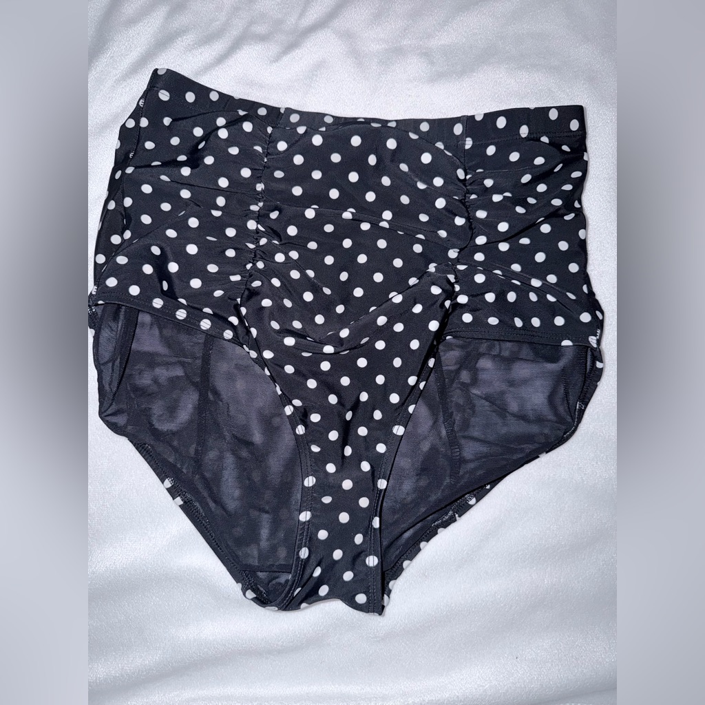Torrid High-Waist Black & White Polka Dot Swim Bottoms